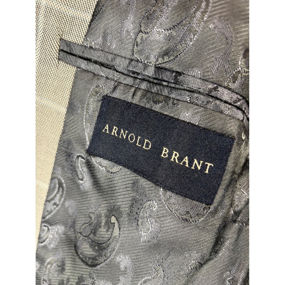 Arnold Brant Mens 46R Grey Windowpane Bamboo Blazer Sport Coat Made in Italy - Picture 2 of 8